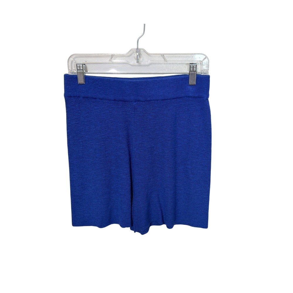 Free People Beach Knit Shorts Womens Medium Blue High Waist Cotton Blend